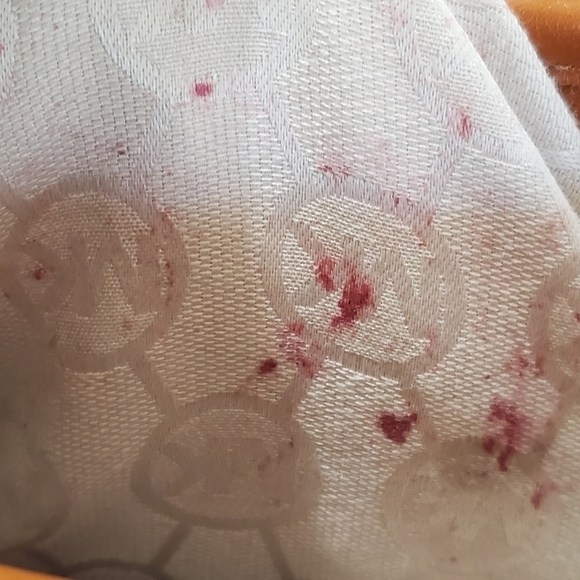 MICHAEL KORS purse Hamilton Red stripe Cream canvas/leather handbag bag 14x12x6 - Picture 13 of 13